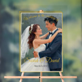 Minimalist Gold Frame Wedding Poster Acrylic Sign (Neutre)