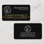 Minimalist Gold Line Silver Plumbing Heating Visitekaartje (Voorkant / Achterkant)