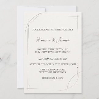 Minimalist Gold Line Wedding Invitation Kaart
