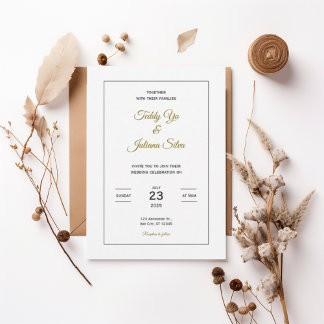 Minimalist Gold Script Wedding Invitation