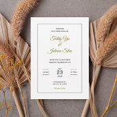 Minimalist Gold Script Wedding Invitation Kaart