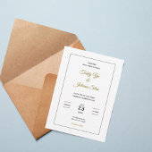 Minimalist Gold Script Wedding Invitation Kaart