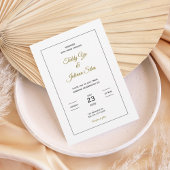 Minimalist Gold Script Wedding Invitation Kaart