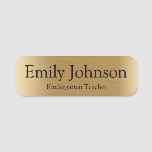 Minimalist Gold Teacher Name | Custom Kindergarten Naamplaatje (Voorkant)