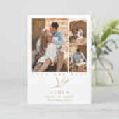 Minimalist Golden Wheat 3 Photos Collage Wedding (Staand voorkant)