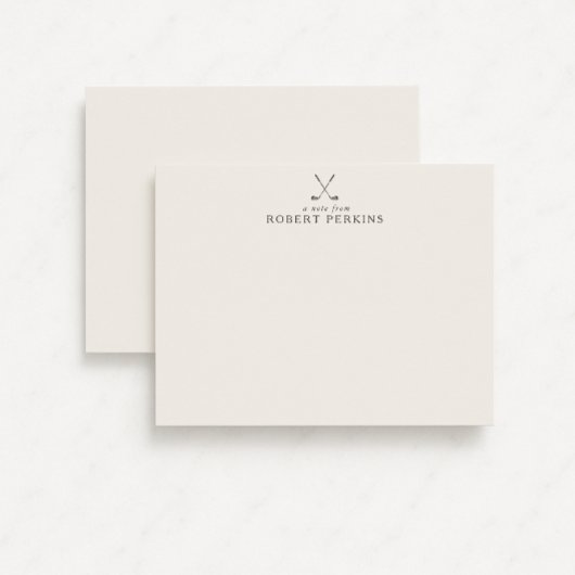 Minimalist Golf logo Ivory Stationery Note Card Kaart