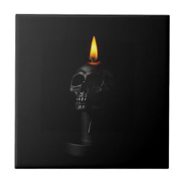 Minimalist Gothic Halloween Candle Ceramic Tile Tegeltje