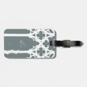Minimalist Gothic Window Calligraphy Slate Green Bagagelabel (Achterkant horizontaal)