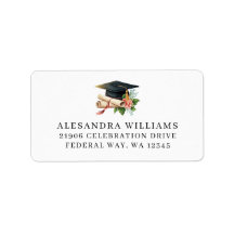 Minimalist Graduation Cap & Diploma Return Address