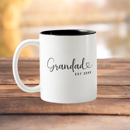 Minimalist Grandad Established Elegant Script  Tweekleurige Koffiemok