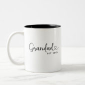 Minimalist Grandad Established Elegant Script  Tweekleurige Koffiemok (Links)