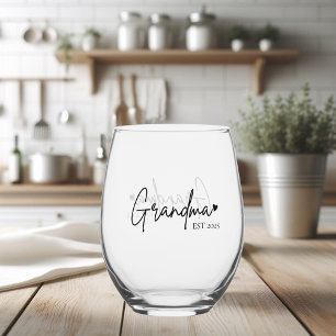 Minimalist Grandma EST   Nieuw oma cadeau Wijnglas Zonder Voet