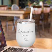 Minimalist Grandma EST Year Custom Wine Tumbler