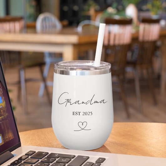 Minimalist Grandma EST Year Custom Wine Tumbler
