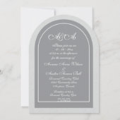 Minimalist Gray and Light Gray Arch Wedding  Kaart (Achterkant)