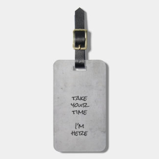 Minimalist Gray Concrete Black Script and Text Bagagelabel