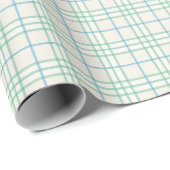 Minimalist Green & Blue Grid PatternWrapping Paper Cadeaupapier (Rol Hoek)