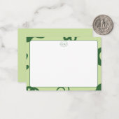 Minimalist Green Border Monogram Note Card Notitiekaartje (Voorkant / Achterkant in situ)
