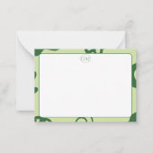 Minimalist Green Border Monogram Note Card Notitiekaartje (Voorkant)
