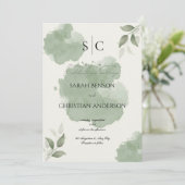 Minimalist Green Botanical Wedding Invitation (Debout devant)