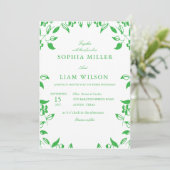 Minimalist Green Botanical Wedding Invitation (Debout devant)