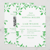 Minimalist Green Botanical Wedding Invitation (Devant / Derrière)