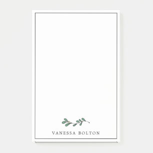 Minimalist Green Mistletoe Twig Jouw naam toevoege Post-it® Notes
