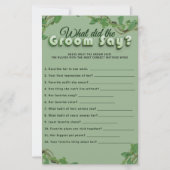 Minimalist Greenery Bridal Shower Groom Quiz Game (Voorkant)