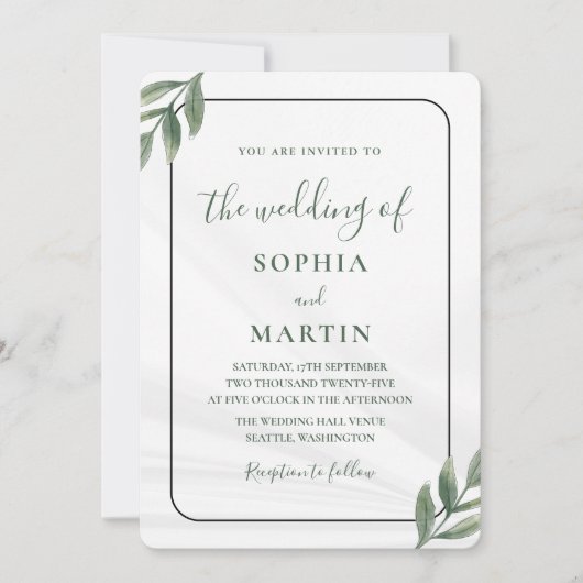 Minimalist Greenery Watercolor Eucalyptus Elegant Kaart (Voorkant)
