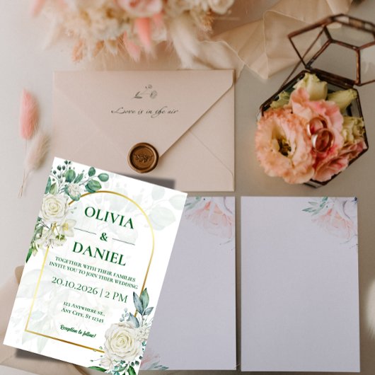 Minimalist Greenery Wedding Invitation Card