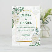 Minimalist Greenery Wedding Invitation Card (Debout devant)