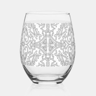 Minimalist Grey Floral Pattern Wijnglas Zonder Voet