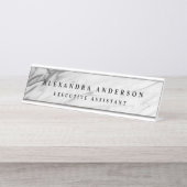 Minimalist Grijs Wit Marmer Professioneel Bureau Naambordje (Voorkant)