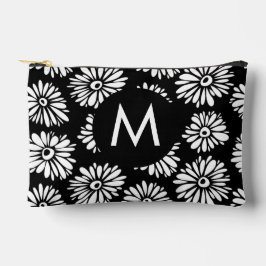 Minimalist Groovy Black and White Daisy Monogram Etui