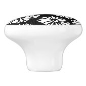Minimalist Groovy Black and White Daisy Monogram Keramische Knop (Zijkant)