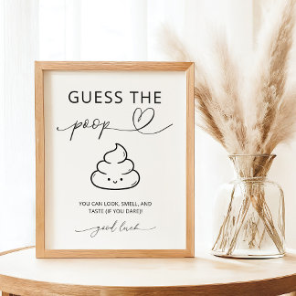 Minimalist Guess The Poop Baby Shower Party Sign Poster