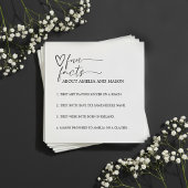 Minimalist Hand Drawn Heart Fun Facts Wedding Servet