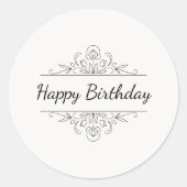 Minimalist Happy Birthday Classic Round Sticker  (Devant)
