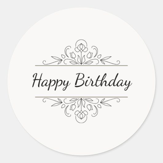 Minimalist Happy Birthday Classic Round Sticker  (Devant)