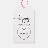 Minimalist Happy Birthday Heart Frame Cadeaulabel (Voorkant)