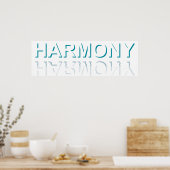 Minimalist HARMONY Text Water Reflection & Shadow  Poster (Keuken)