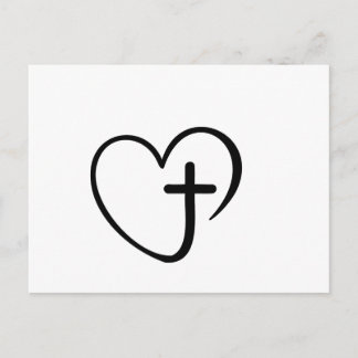 Minimalist Heart and Cross Faith Design Briefkaart