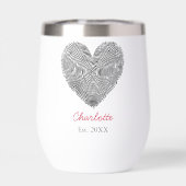 Minimalist Heart Fingerprint Personalized Name  (Arrière)