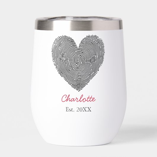 Minimalist Heart Fingerprint Personalized Name  (Arrière)
