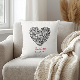 Minimalist Heart Fingerprint Personalized Name Kussen