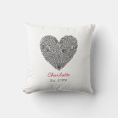 Minimalist Heart Fingerprint Personalized Name Kussen (Voorkant)