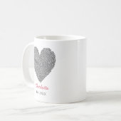 Minimalist Heart Fingerprint Personalized Name Mug (Devant gauche)