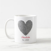 Minimalist Heart Fingerprint Personalized Name Mug (Gauche)