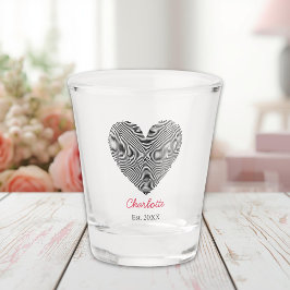 Minimalist Heart Fingerprint Personalized Name Shot Glas