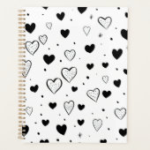 Minimalist Heart Notebook – Black and White Cute (Devant)